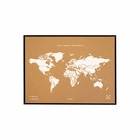 Carte du monde en liège - woody map natural world / 60 x 45 cm / blanc / cadre noir