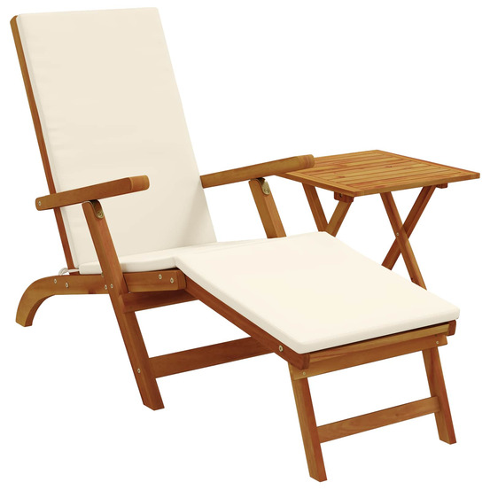 Chaise longue inclinable et pliable 2 pcs crème blanc bain de soleil