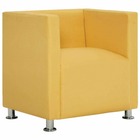 Fauteuil lounge cube jaune polyester