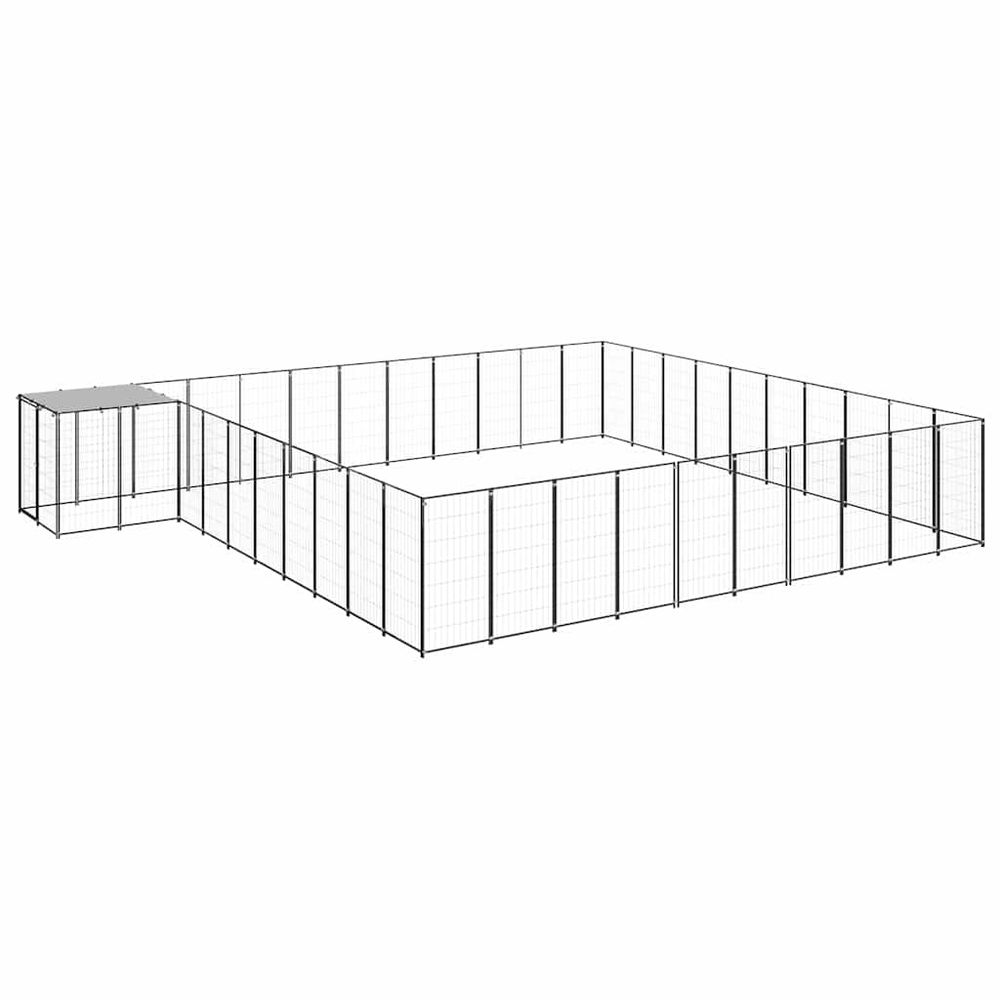 Chenil extérieur 31,46 m² acier avec toit de protection pour jardin noir