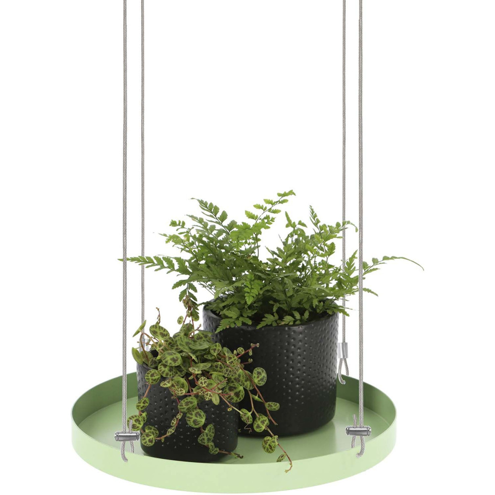 Support à plantes rond à suspendre vert diamètre de 24 cm