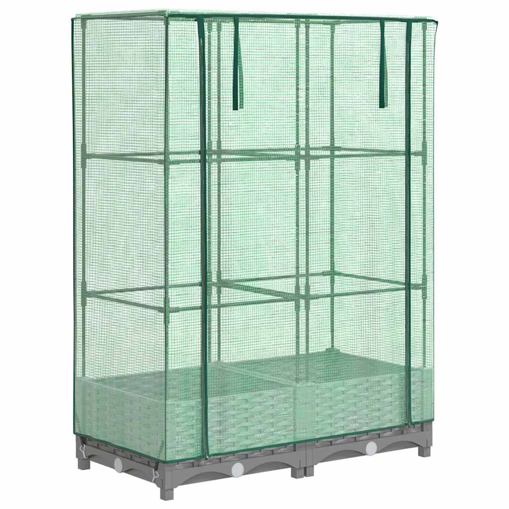 Jardinière d'extérieur surélevée avec housse aspect rotin 80x40x123 cm