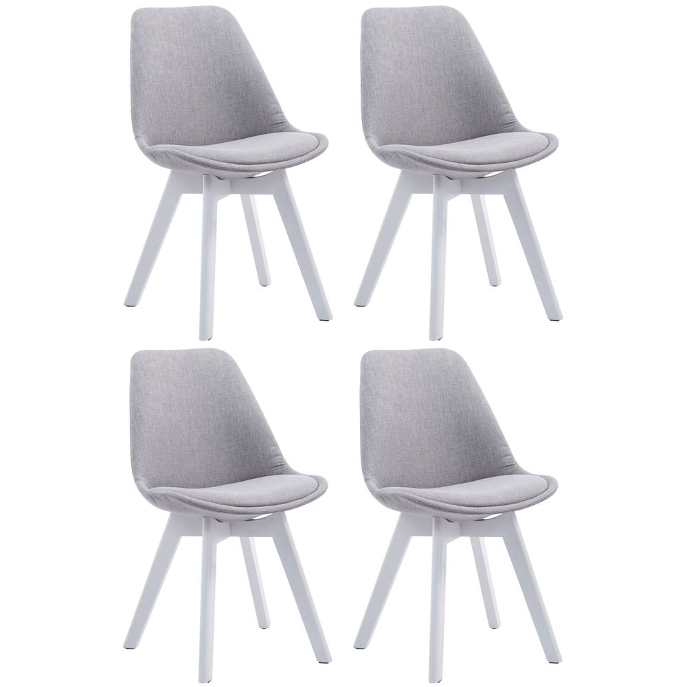 Lot de 4 chaises visiteur borneo v2 tissu blanc