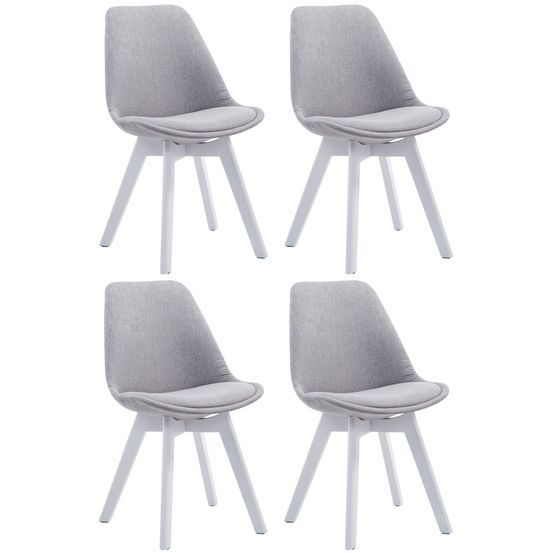 Lot de 4 chaises visiteur borneo v2 tissu blanc
