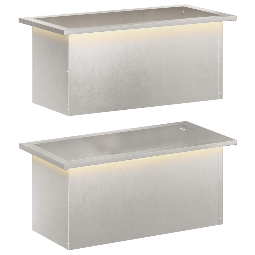 Jardinière d'extérieur de jardin avec led 2 pc argenté 30 x 60 x 30 cm