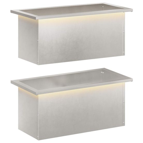 Jardinière d'extérieur de jardin avec led 2 pc argenté 30 x 60 x 30 cm