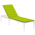 Transat chaise longue bain de soleil lit de jardin terrasse meuble d'extérieur avec coussin bois d'acacia et acier inoxydable