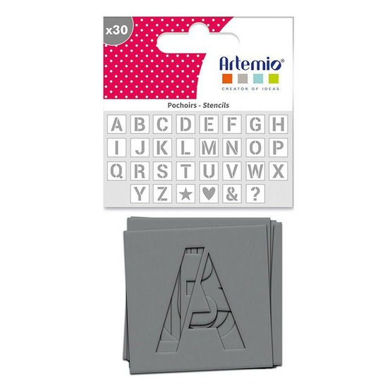 30 pochoirs 6 x 6 cm - alphabet