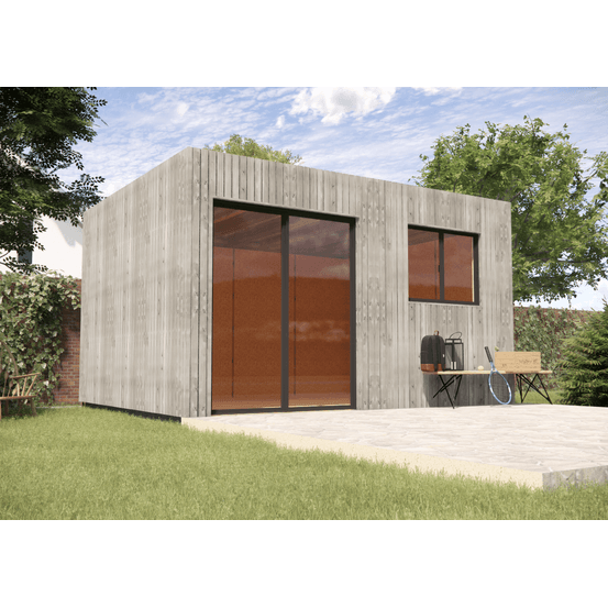 Studio de jardin 4 saisons en bois 4,4 x 3,5 x 2,7 m / isolation re2020 / menuiseries alu k-line