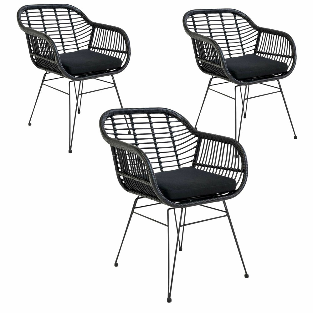6 fauteuils de jardin noirs trieste