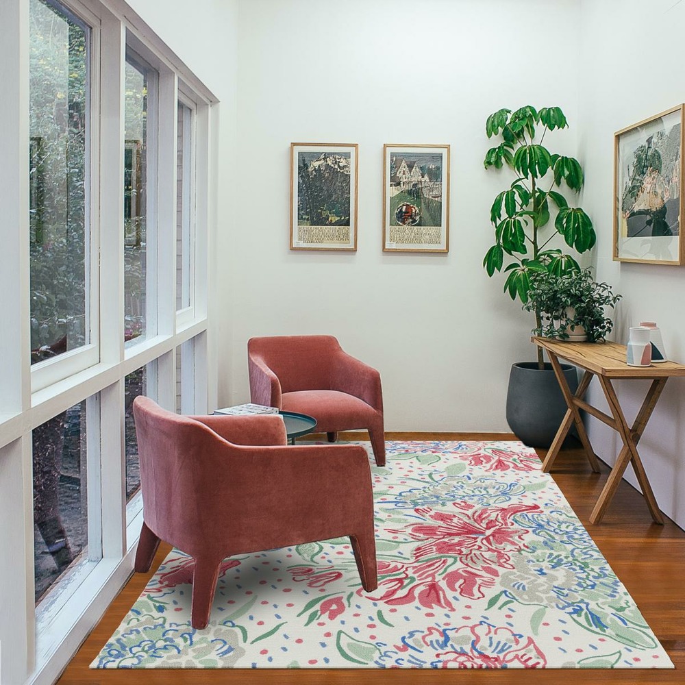 Tapis extérieur 160x230 kilim fait main rouge et vert lilith