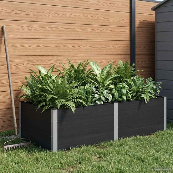 Carré potager surélevé wpc alu extérieur culture légumes 200x100x54cm noir