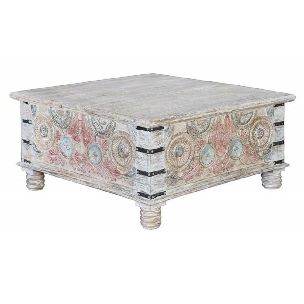 Table basse bois multicolore - méloria décoration d'autrefois