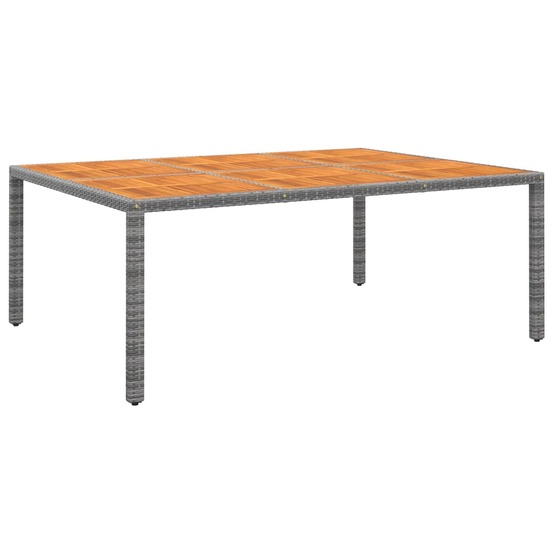 Table de jardin 200x150x75 cm acacia et résine tressée gris