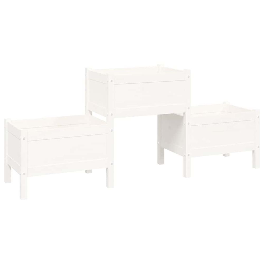 Jardinière blanc 178,5x44x75 cm bois massif de pin