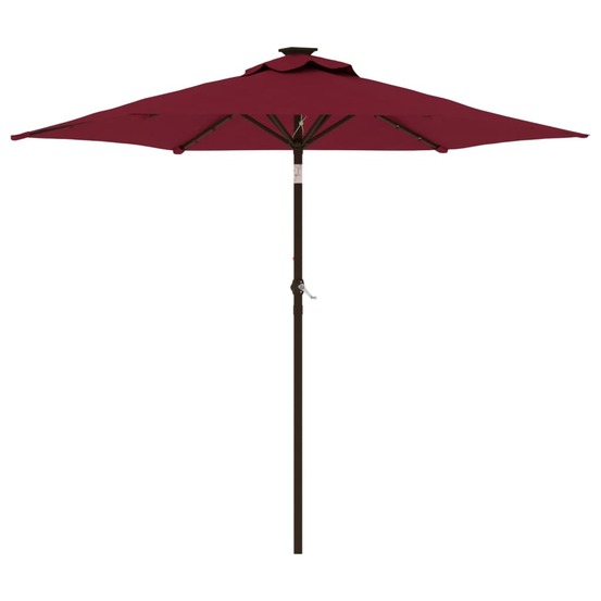Parasol de jardin avec led mât en acier bordeaux 225x225x212 cm
