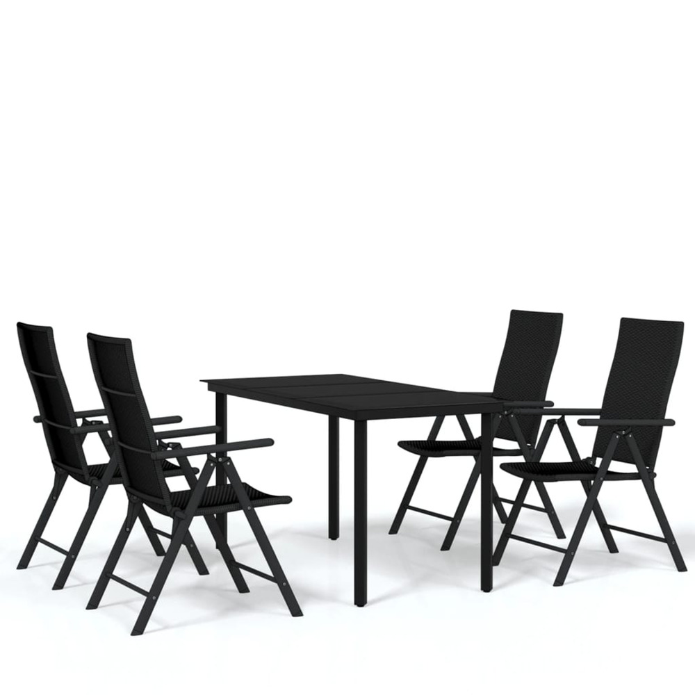 Ensemble à manger de jardin 5 pcs noir