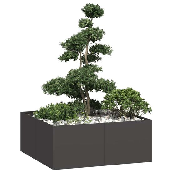 Grand carré de potager surélevé acier noir 100x100x40 cm