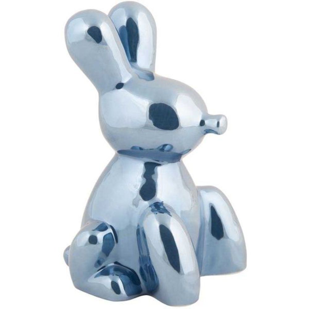 Statue en céramique balloon bunny bleu foncé