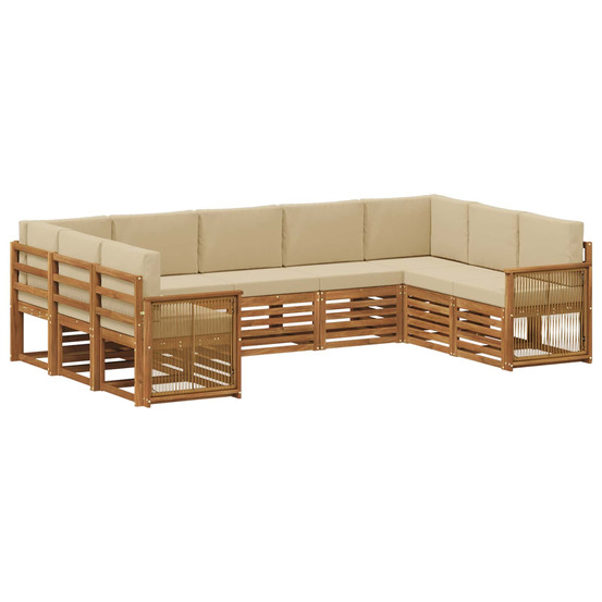Ensemble de canapé d'angle avec coussin 7 pcs naturel