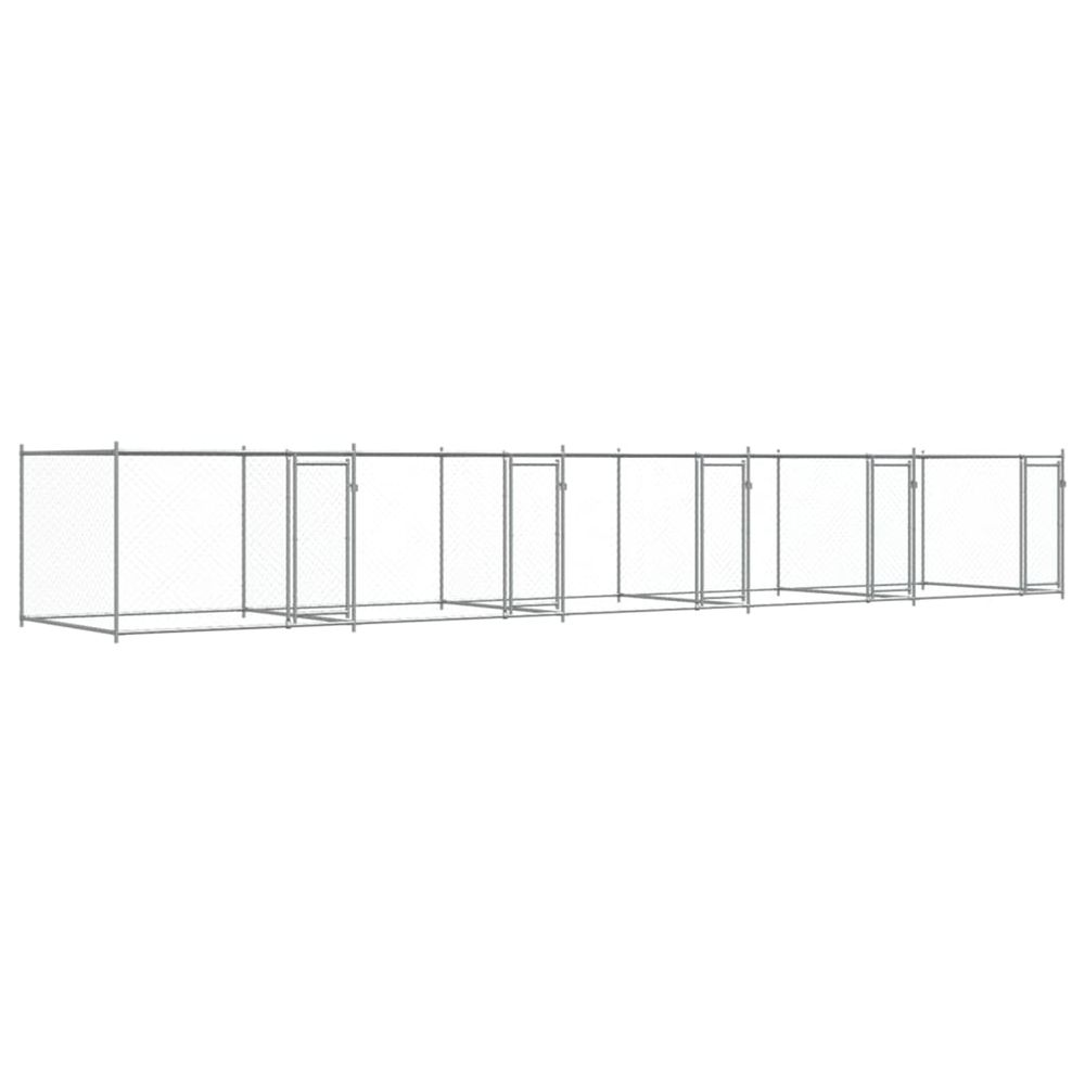 Cage pour chien avec portes gris 10x2x1,5 m acier galvanisé