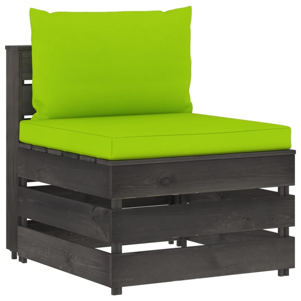 Canapé central sectionnel avec coussins bois imprégné de gris