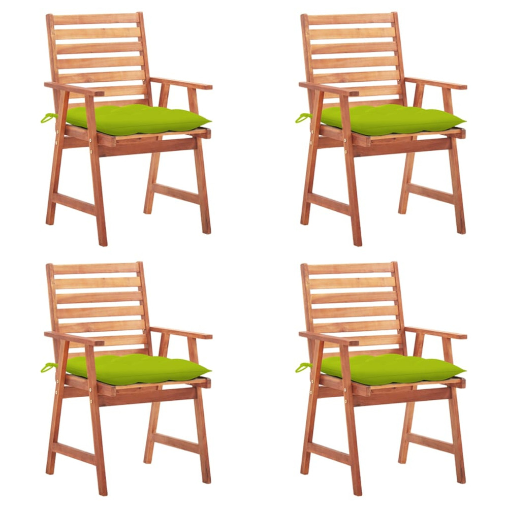 Chaises à manger d'extérieur lot de 4 et coussins acacia massif