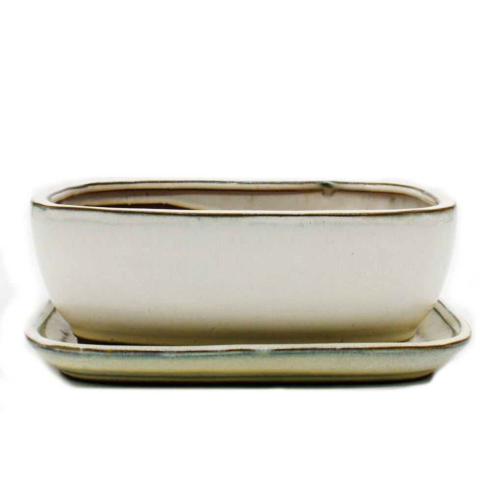 Bonsai-schale mit unterteller gr. 4 hellbeige rechteckig modell gb5 l 26cm  b 20cm h 9cm | Truffaut