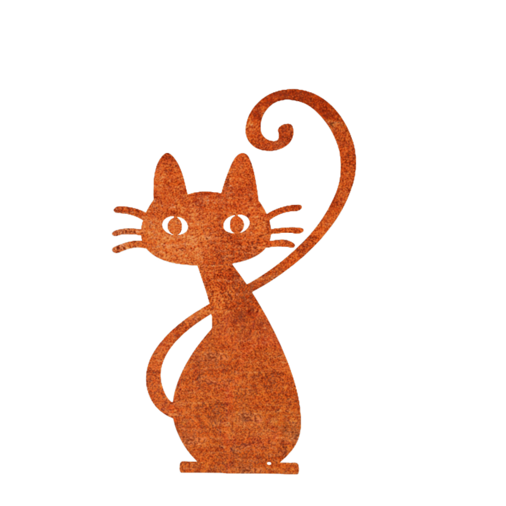 Déco jardin : chat simone métal - acier brut poli 64 cm