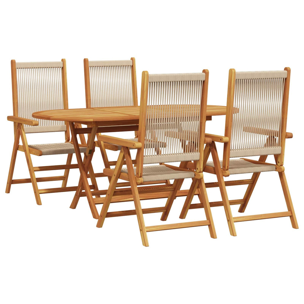 Ensemble de salle à manger pour jardin 5 pcs beige