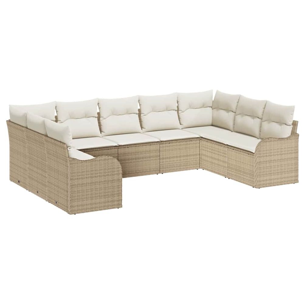 Ensemble de canapé de jardin 9 pc beige polyrotin