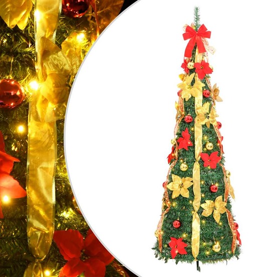 Sapin de noël artificiel escamotable 150 led vert 180 cm