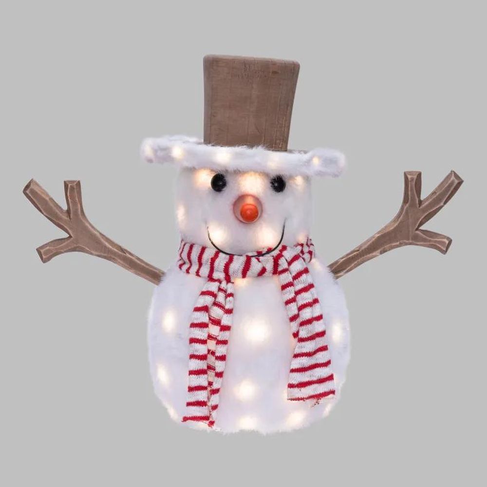 Bonhomme de neige lumineux 70 microled blanc chaud & froid h40cm 9 jeux bois - lotti snowpazzo