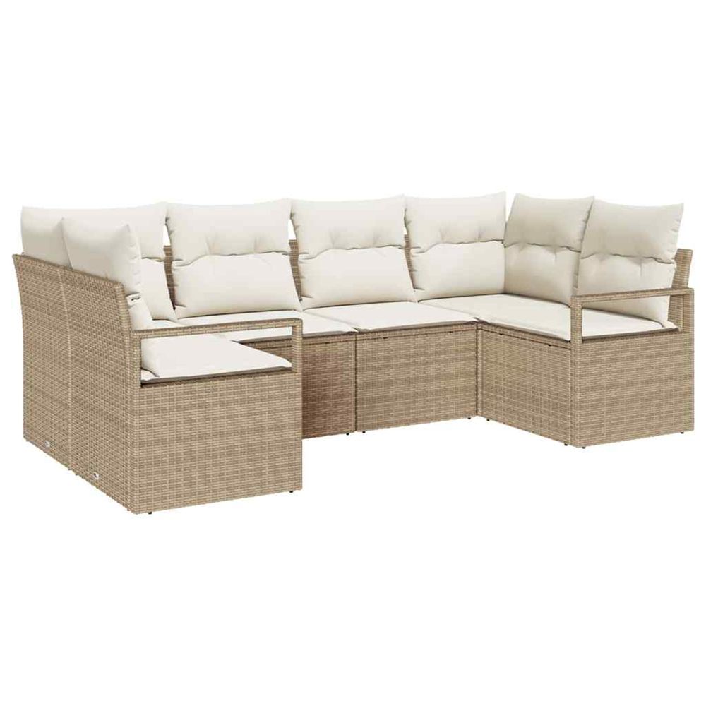Ensemble de canapé de jardin 6 pc beige et blanc polyrotin