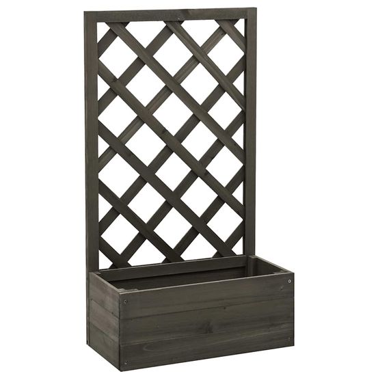 Jardinière avec treillis bois de sapin pour plantes grimpantes jardin balcon gris 90cm