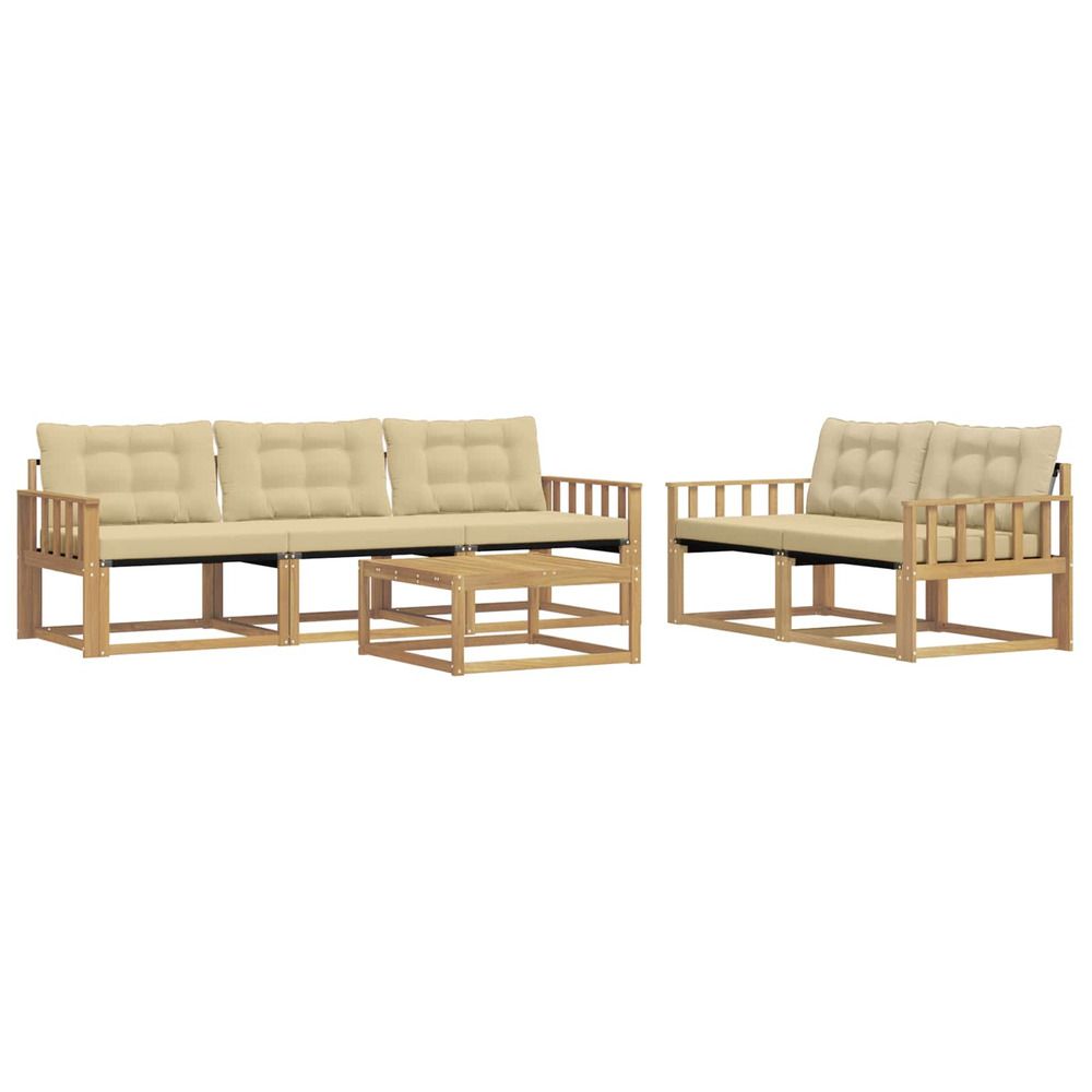 Ensemble de canapés d'extérieur 6 pc blanc et beige