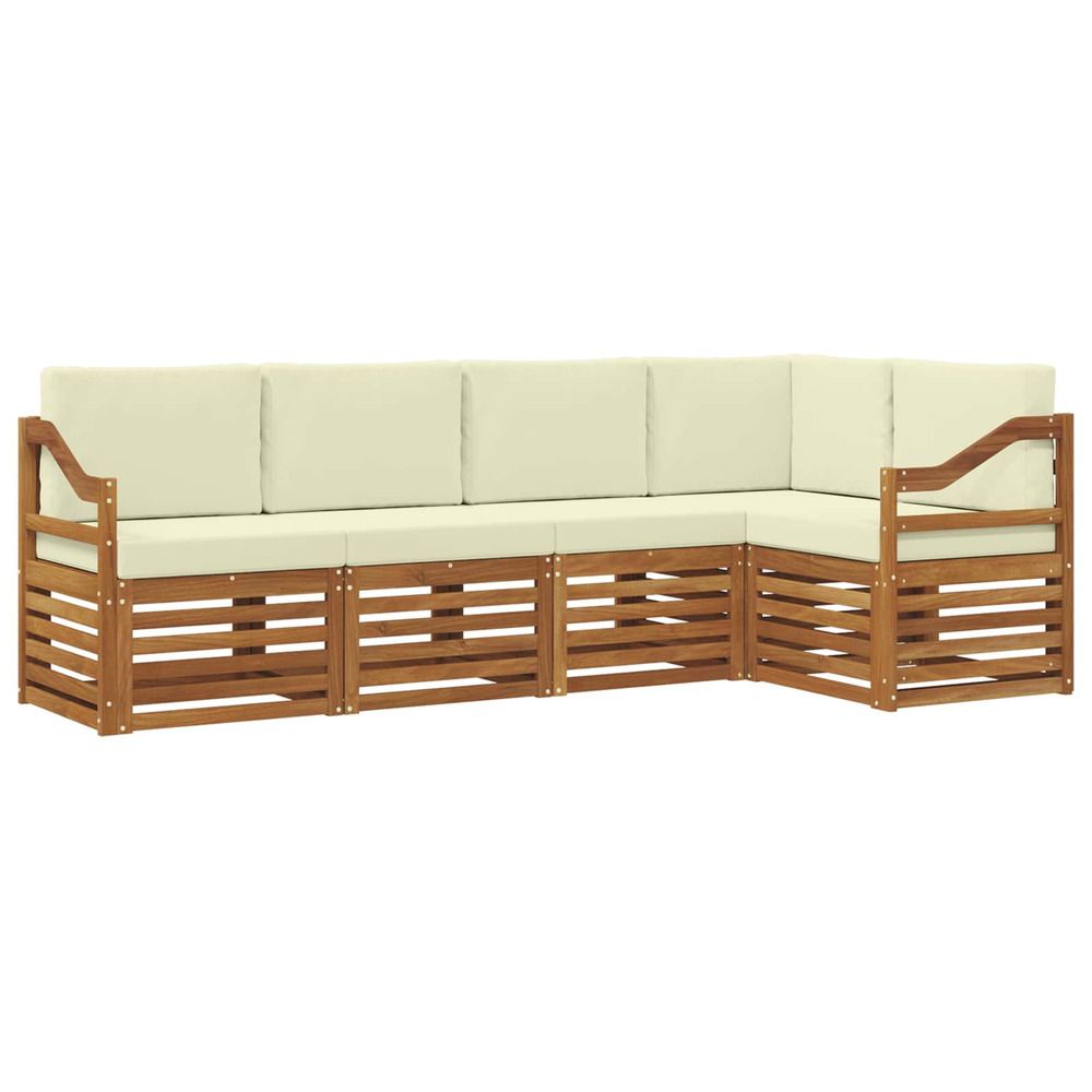 Ensemble de canapés d'extérieur 5 pc naturel et crème polyester