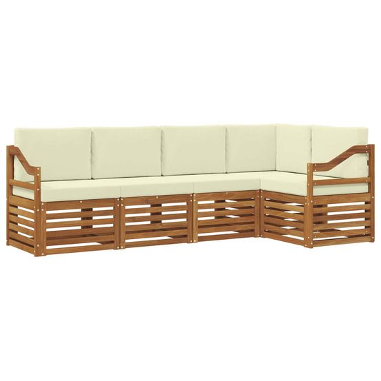 Ensemble de canapés d'extérieur 5 pc naturel et crème polyester