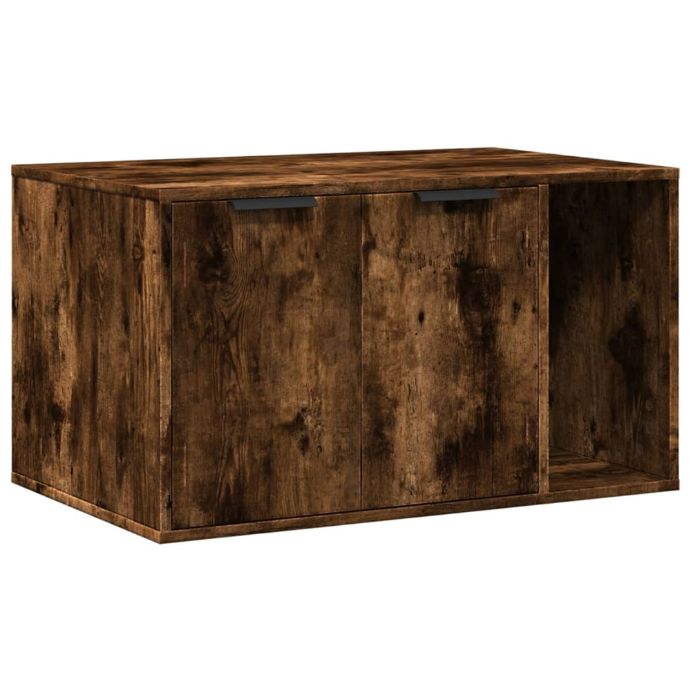 Meuble de bac à litière pour chat chêne fumé bois d'ingénierie