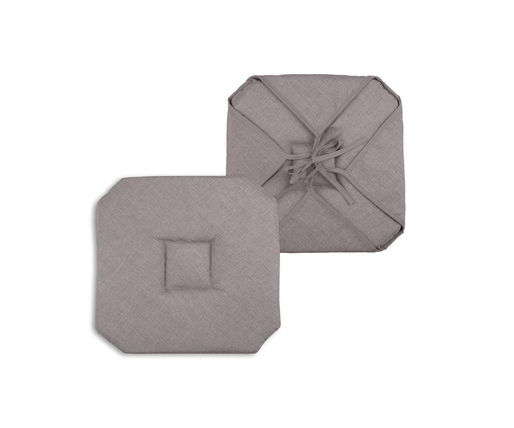 Coussin galette de chaise 4 rabats 40x40cm taupe chinee