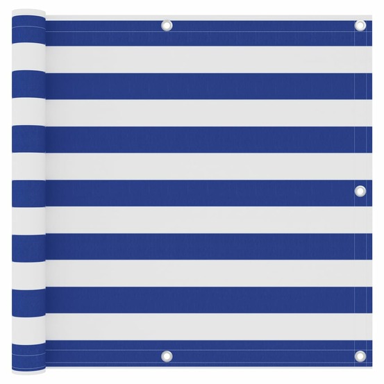 Écran de balcon blanc et bleu 90x400 cm tissu oxford