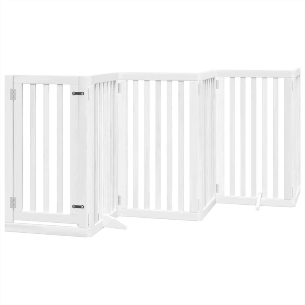 Barrière pour chiens et porte 6 panneaux blanc bois de peuplier