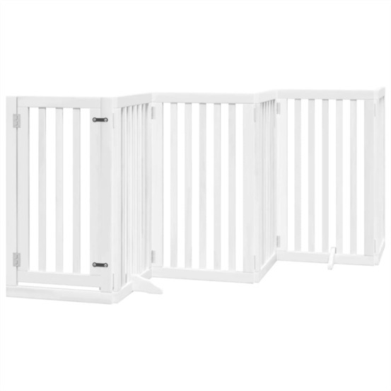 Barrière pour chiens et porte 6 panneaux blanc bois de peuplier
