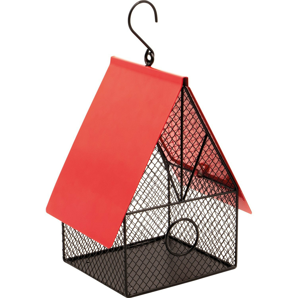 Mangeoire à oiseaux maison de jardin rouge et noire gh358