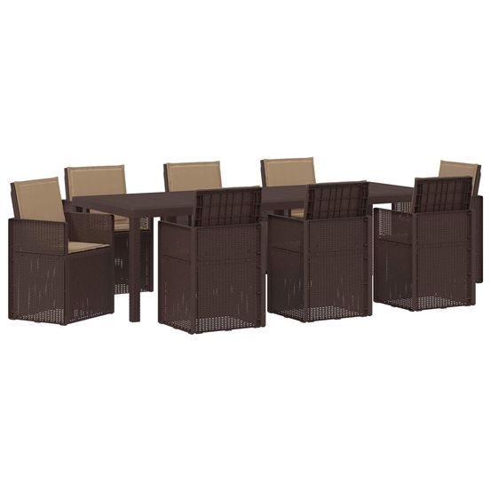 Ensemble de salle à manger pour jardin 9 pc marron et taupe pp