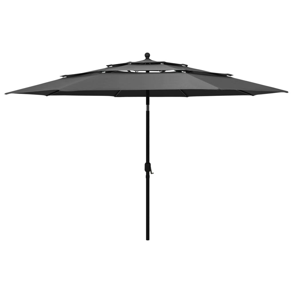 Parasol à 3 niveaux avec mât en aluminium 3,5 m anthracite