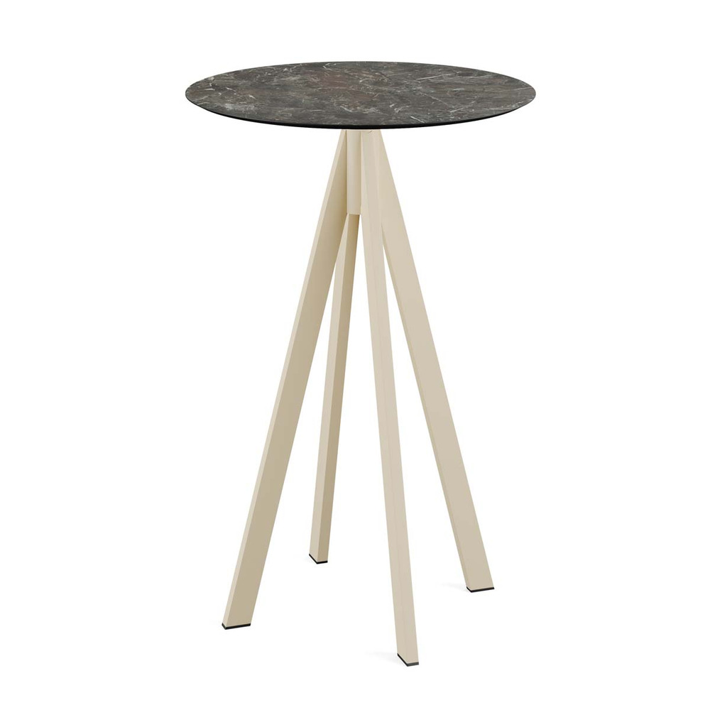 Mange-debout infinity avec piètement sable + plateau hpl aspect bois ø70 cm - veba