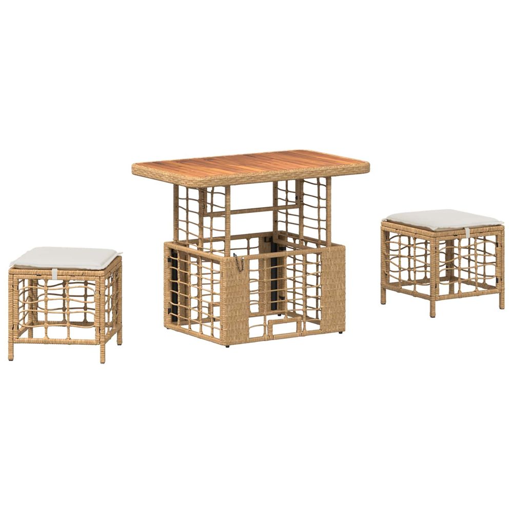 Ensemble de salle à manger pour jardin 3 pc nature et blanc