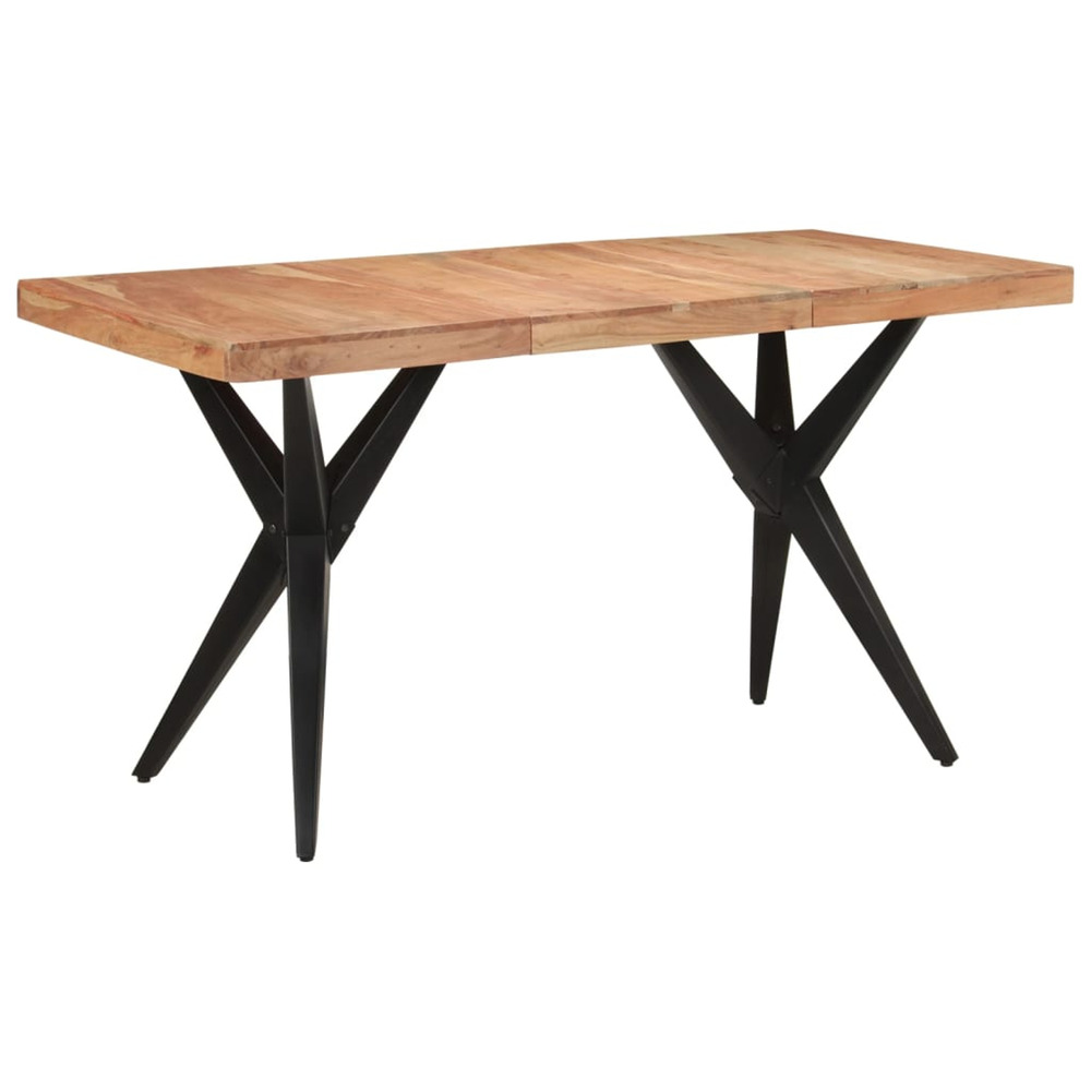 Table à dîner noir 140x70x76 cm bois d'acacia solide