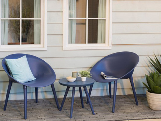 Salon de jardin en plastique marbella bleu